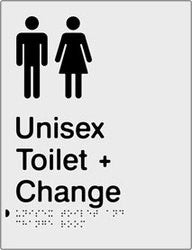 Unisex Toilet & Change Room Braille & tactile sign (PB-SNAUTACR)